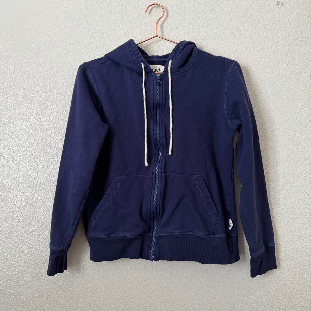 Pact full zip cropped hoodie sweatshirt navy blue